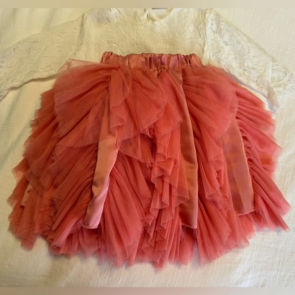 Boutique Brand | 2 Piece | Lace 3/4 Sleeved Blouse and Ruffle Midi Skirt | 3T